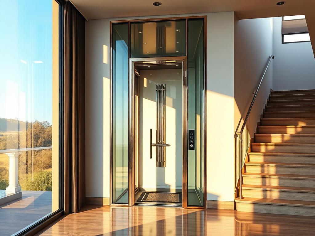 Luxury compact home elevator in a modern villa